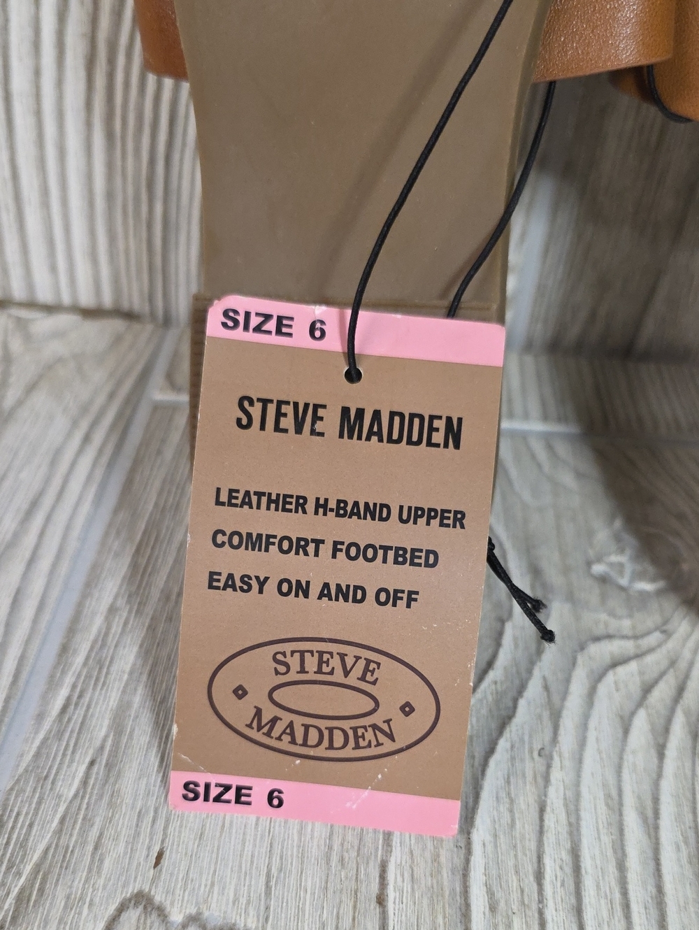 Steve Madden Roceen Leather Slide Sandals Tan Womens Size 6 NEW - Picture 8 of 12